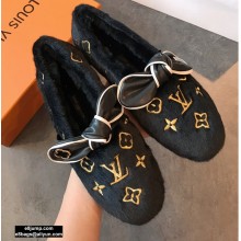 Louis Vuitton Fur Bow Loafers Black 2020
