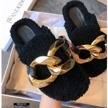 JW Anderson Shearling Chain Loafer Mules Black 2020