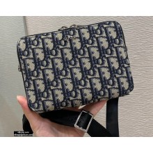 Dior Pouch with Shoulder Strap Camera Case Bag In Oblique Canvas Blue 2020