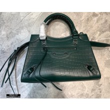 Balenciaga Neo Classic small Top Handle Bag Crocodile Embossed Calfskin Green 2020