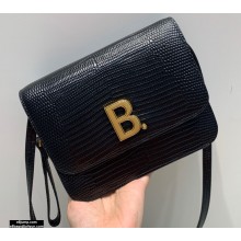 Balenciaga B. Small Bag in Lizard Embossed Calfskin Black