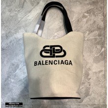 Balenciaga Wave Medium Tote Bag Printed Cotton Canvas White 2020