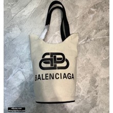 Balenciaga Wave XS Tote Bag Printed Cotton Canvas White 2020