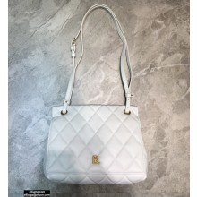 Balenciaga Quilting B. Medium Shoulder Bag White