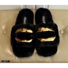 Stella Luna Fur Slide Sandals Black 2020