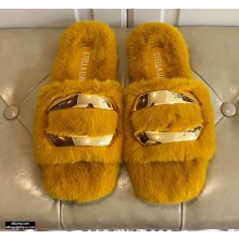 Stella Luna Fur Slide Sandals Yellow 2020