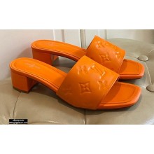 Louis Vuitton Heel 4cm Monogram Embossed Mules Orange 2020