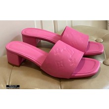Louis Vuitton Heel 4cm Monogram Embossed Mules Pink 2020