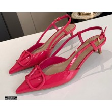 Valentino Heel 4cm VLogo Signature Patent Leather Slingback Pumps Fuchsia 2020