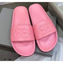 Balenciaga Embossed BB Logo Piscine Pool Slide Sandals Pink 2020