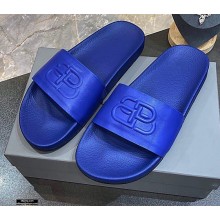 Balenciaga Embossed BB Logo Piscine Pool Slide Sandals Blue 2020