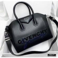 Givenchy Embroidered Logo Medium Antigona Bag Black