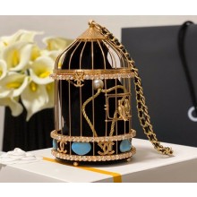 Chanel Lambskin Enamel and Strass Birdcage Evening Bag AS1941 Gold/Black 2020