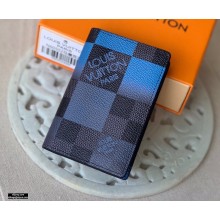 Louis Vuitton Pocket Organizer Wallet Damier Graphite Giant Canvas N40412 Blue 2020