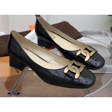 Tod's Heel 4.5cm Kate Pumps in leather with Chain Embossed Black