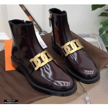 Tod's Kate Ankle Boots in leather with Chain Brushed Burgundy