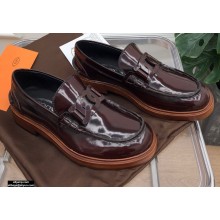 Tod's Spiga Loafers in Brushed leather with Chain Burgundy