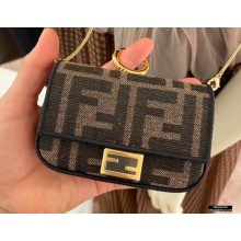 Fendi Nano Baguette Bag Charm Brown Glazed Fabric 2020