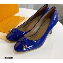 Louis Vuitton Heel 6.5cm Patent Leather Bow Knot Pumps Blue