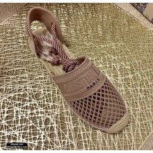 Dior Mesh Embroidery Granville Espadrilles Sandals with Laces Nude Pink 2020