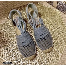 Dior Mesh Embroidery Granville Espadrilles Sandals with Laces Gray 2020