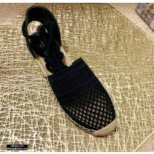 Dior Mesh Embroidery Granville Espadrilles Sandals with Laces Black 2020