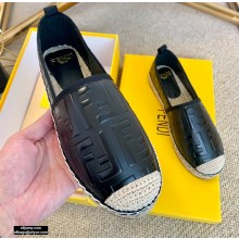 Fendi Embossed FF Leather Espadrilles Black 2020
