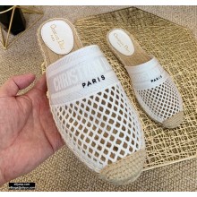 Dior Mesh Embroidery Granville Espadrilles Mules White 2020