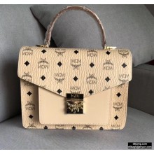 MCM Visetos Large Patricia Satchel Bag Creamy
