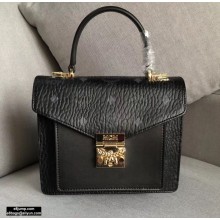 MCM Visetos Small Patricia Satchel Bag Black