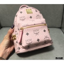 MCM Stark Side Studs Backpack Bag in Visetos Pink