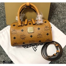 MCM Visetos Mini Boston Bag Cognac