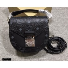 MCM Visetos Round Patricia Shoulder Bag Black