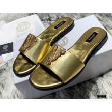 Versace Virtus Flat Mules Gold 2020