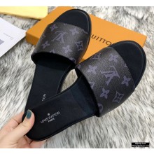 Louis Vuitton Monogram Canvas Lock It Flat Mules Black 2020