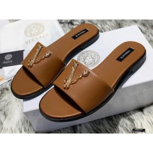 Versace Virtus Flat Mules Brown 2020
