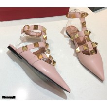 Valentino Calfskin Roman Stud Ballet Flats Nude 2021