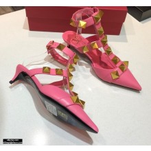 Valentino Heel 4cm Calfskin Roman Stud Pumps Pink 2021