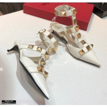 Valentino Heel 4cm Calfskin Roman Stud Pumps White 2021