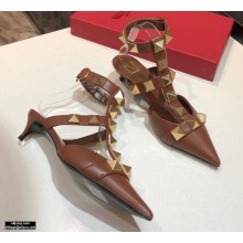 Valentino Heel 4cm Calfskin Roman Stud Pumps Coffee 2021