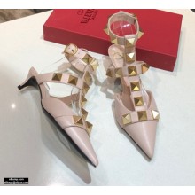 Valentino Heel 4cm Calfskin Roman Stud Pumps Nude 2021