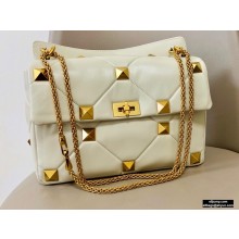 Valentino Large Roman Stud Nappa Chain Bag White 2021