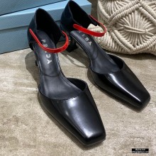 Prada Heel 7.5cm Two-tone Mary Jane Pumps Black 2021
