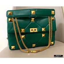 Valentino Large Roman Stud Nappa Chain Bag Green 2021