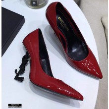 Saint Laurent Opyum Pumps Patent Red with Black Interlocking YSL Logo Heel 11cm