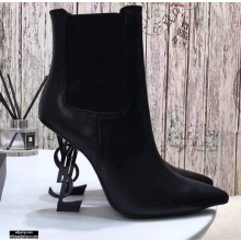 Saint Laurent Opyum Ankle Boots Black with Black Interlocking YSL Logo Heel 11cm