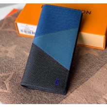 Louis Vuitton V Pattern Monochrome Taiga leather Brazza Wallet M30713 Blue