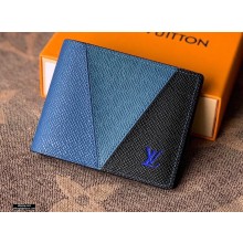 Louis Vuitton V Pattern Monochrome Taiga leather Slender Wallet M30730 Blue