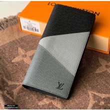 Louis Vuitton V Pattern Monochrome Taiga leather Brazza Wallet M30715 Gray
