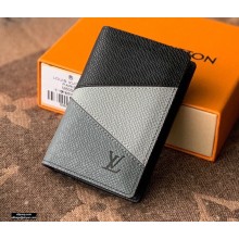 Louis Vuitton V Pattern Monochrome Taiga leather Pocket Organizer Wallet M30729 Gray
